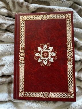 Vintage-Style Red Hardcover Journal with Gold Embossing